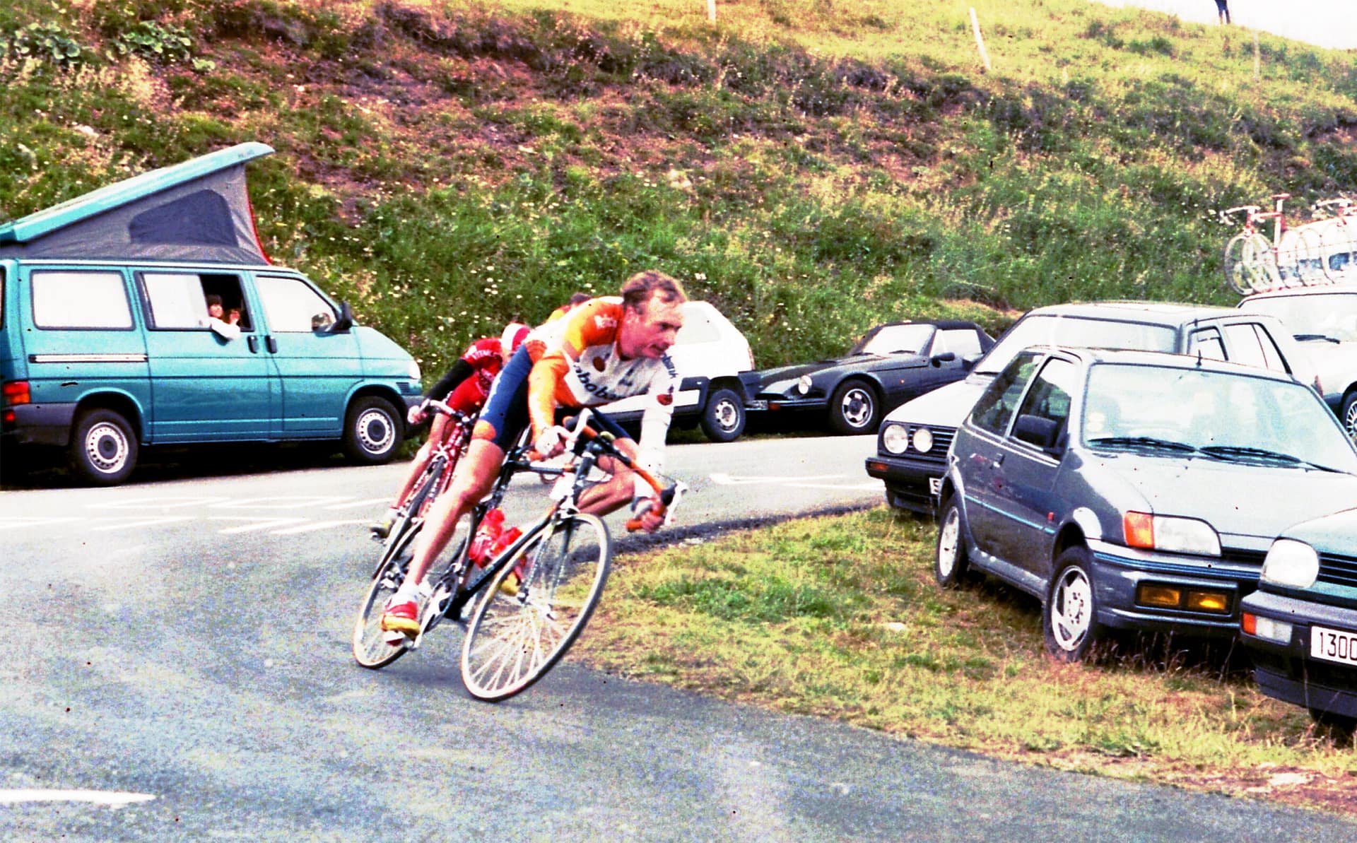 Patrick Jonker in de afdaling van de Col de la Madeleine - Rabobank