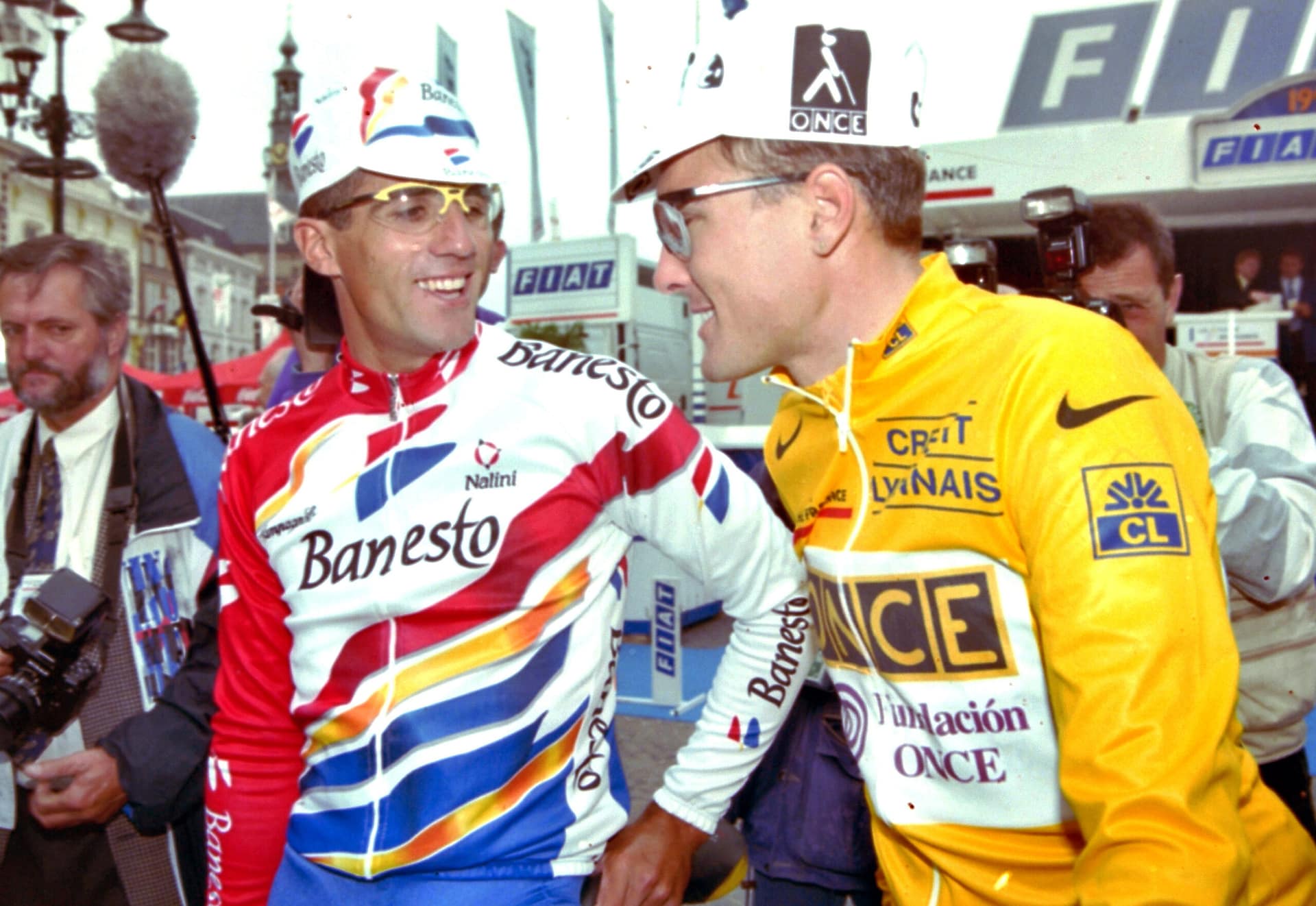 Alex Zülle en Miguel Indurain in Den Bosch 1996