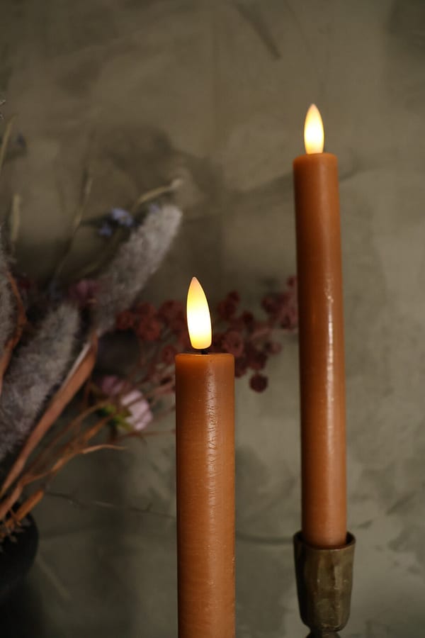 Rustieke set led dinerkaarsen amber - Afbeelding 2