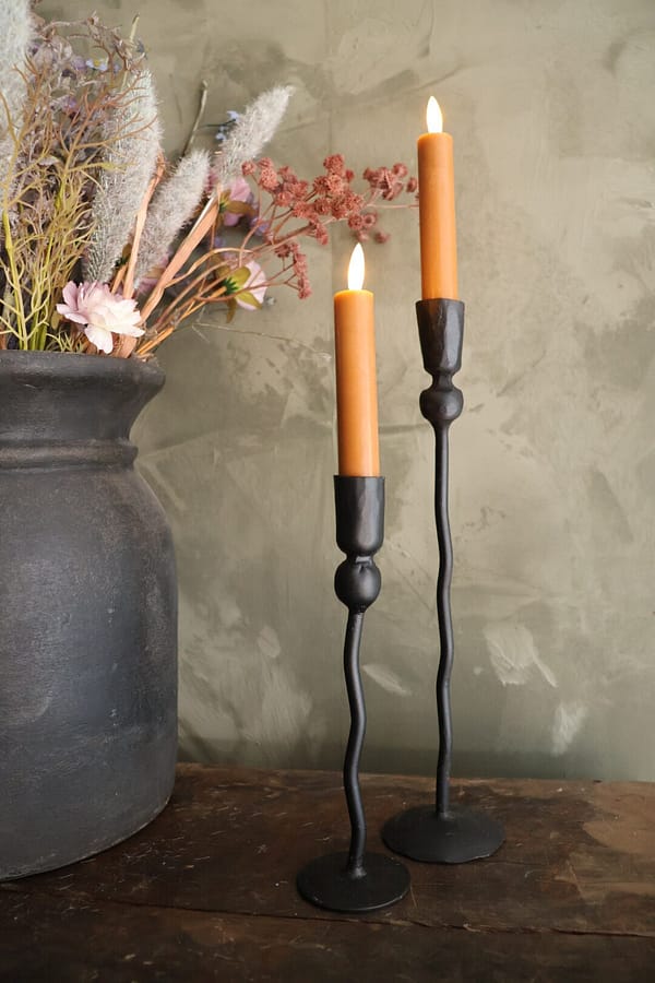 Rustieke set led dinerkaarsen amber S