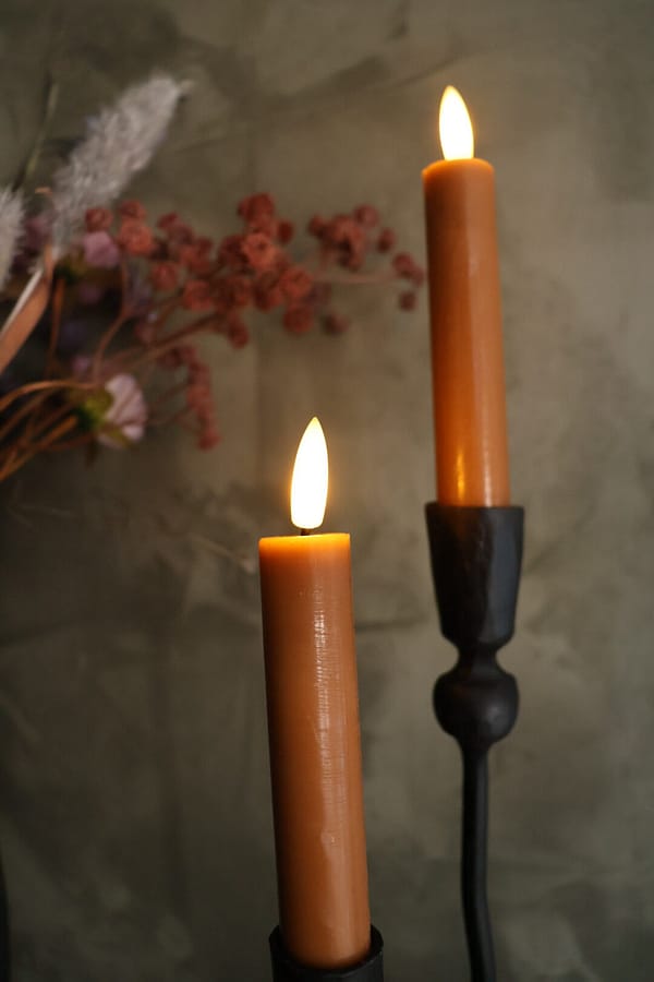 Rustieke set led dinerkaarsen amber S - Afbeelding 2