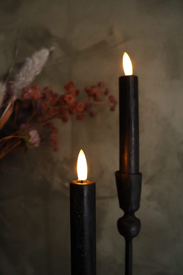 Rustieke set led dinerkaarsen zwart S - Afbeelding 2
