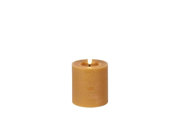Stompkaars rustiek amber S Ø 7.5 cm en 8 cm hoog — Led kaarsen en kaarsenhouders, — Les Brocanteurs - Ommen