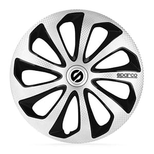 Sparco Wieldoppen Sicilia - 14-inch - Zilver/Zwart/Carbon - Set van 4 stuks