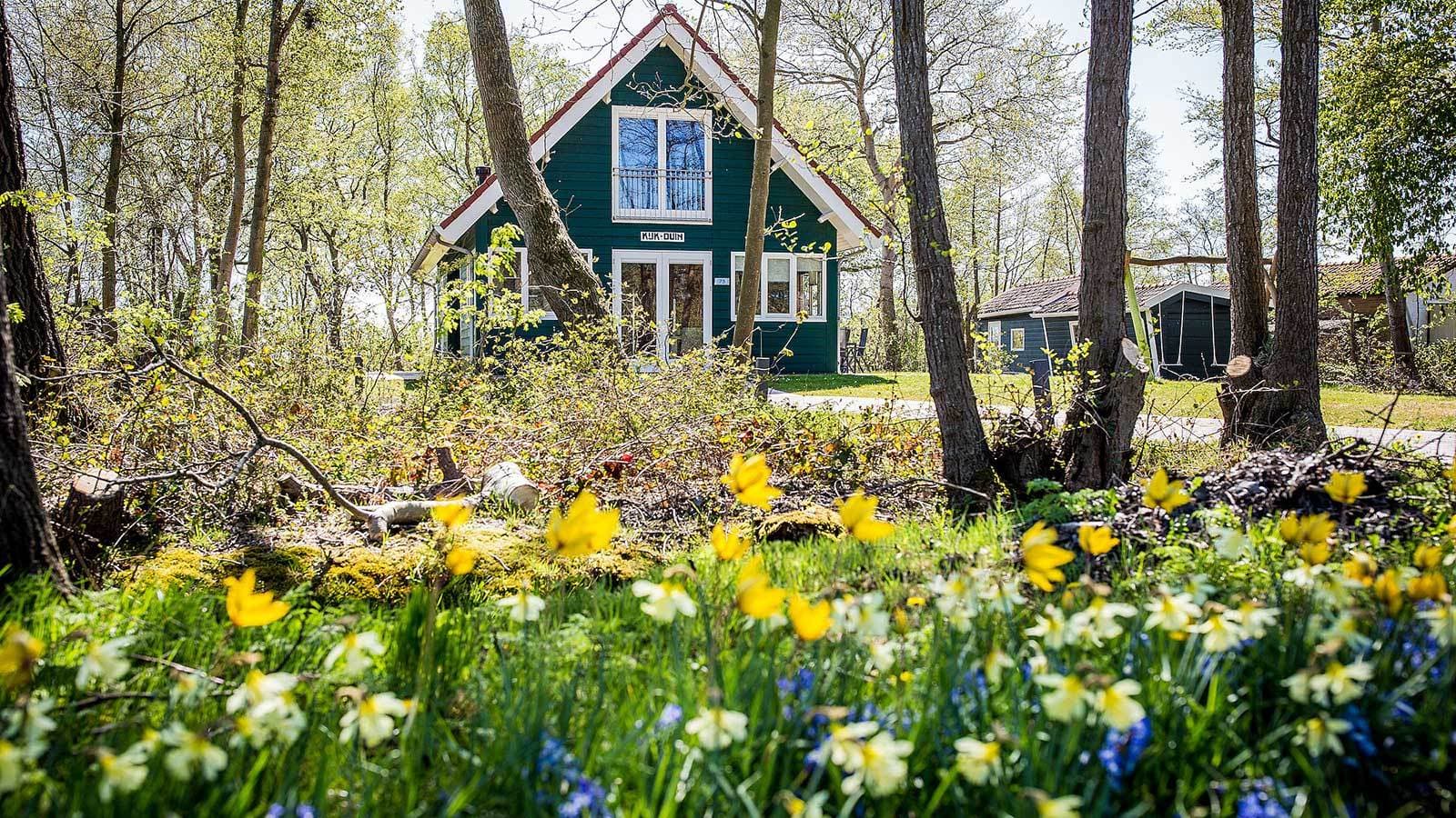 Ruime-tuin-vooraanzicht-vakantiehuis-Kijkduin-Midsland-Noord-Terschelling