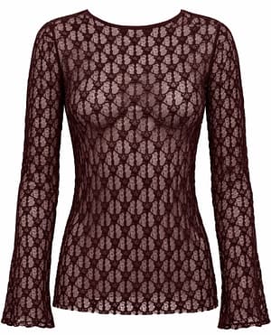 CARAYA L/S O-NECK A-SLEEVE LACE TOP JRS
