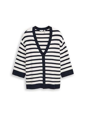 Plus Size - loose fit cardigan with striped pattern