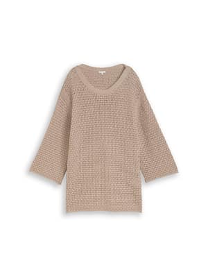 Plus Size - loose fit knitted jumper with eyelet pattern