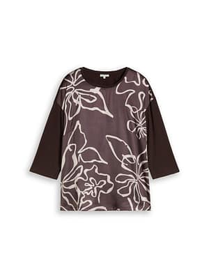 Plus Size – Long-sleeved top with floral print