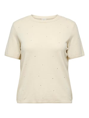 CARALLY LIFE SS BLING O-NECK KNT