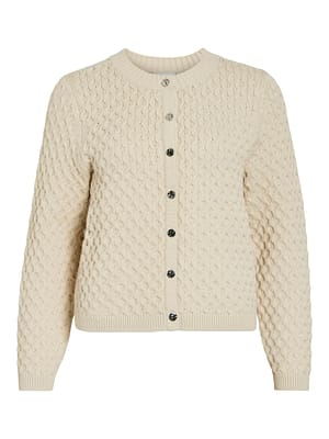 VIKALI L/S O-NECK KNIT BUTTON CARDIGAN