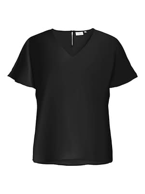 CARMETTA LIFE V-NECK SS TOP WVN NOOS