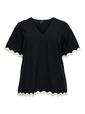 VMCJENNA S/S V-NECK TOP WVN BTQ GA CUR