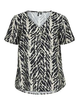 VMCLUCY SS V-NECK TOP WVN GA BOO CUR