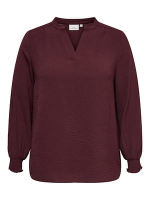 CARMETTA L/S V-NECK TOP WVN NOOS