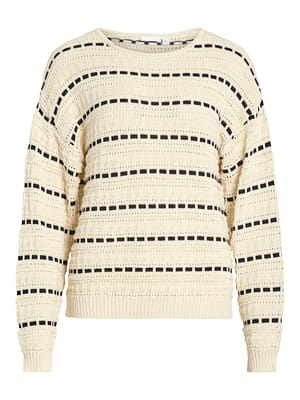 VIMARIAN O-NECK POINTELLE STRIPE KNIT/R