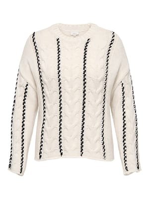 CARTESSA CABEL STITCH LS O-NECK KNT