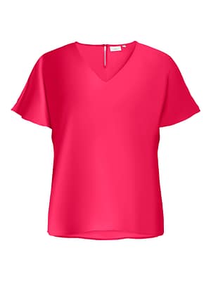 CARMETTA LIFE V-NECK SS TOP WVN NOOS