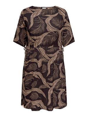 CARVILMA 2/4 BOATNECK BLK DRESS AOP