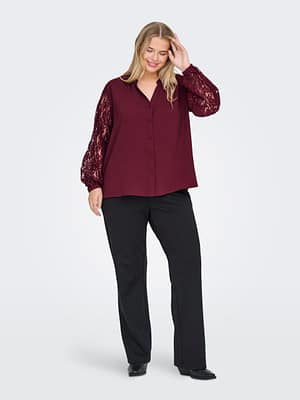CARKAMMY LIFE LS V-NECK LACE SHIRT WVN