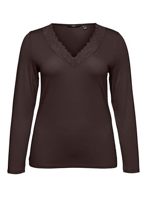 VMROSA LS V-NECK LACE TOP JRS NOOS CUR