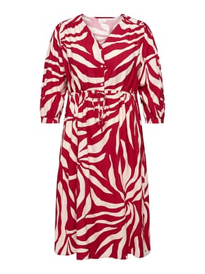 CARCAMILLE 3/4 V-NECK CALF DRESS AOP