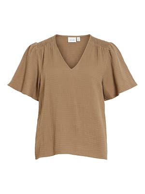 VILANIA V-NECK S/S DET. TOP/VOL