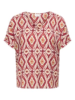 CARBELLY MIKASI SS V-NECK TOP AOP
