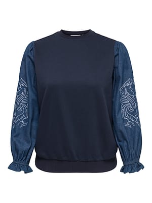 CARPINNA L/S O-NECK MIX EMB SWEAT