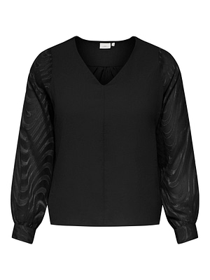 CARMETTA L/S V-NECK TOP WVN