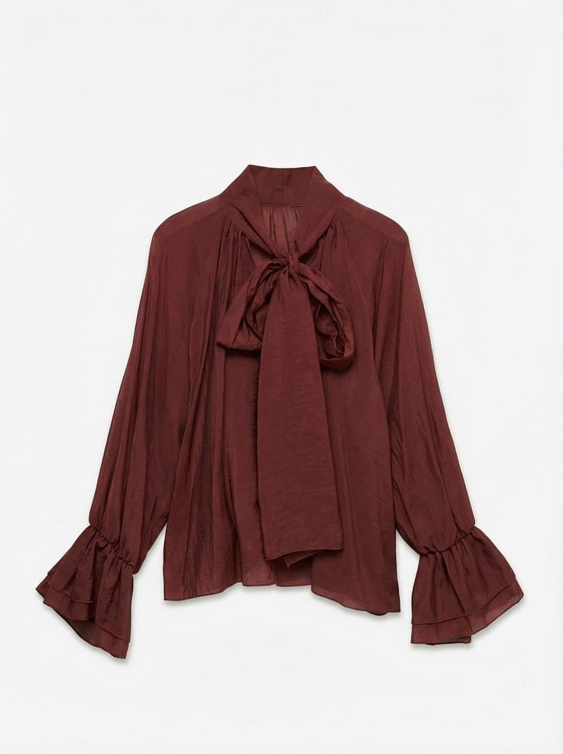 VMCKEHLANI LS RUFFLE SCARF TOP EXP CUR
