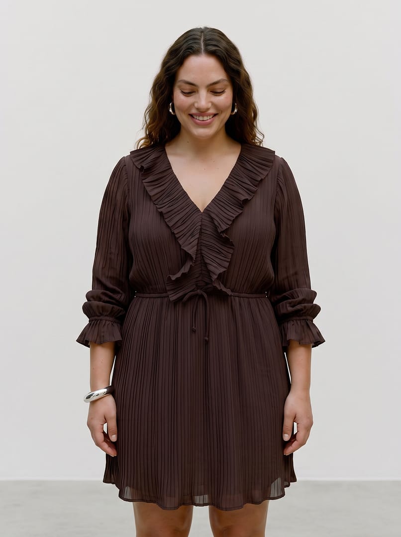 VMCDORA LS FRILL DRESS WVN NOOS CUR - Afbeelding 3
