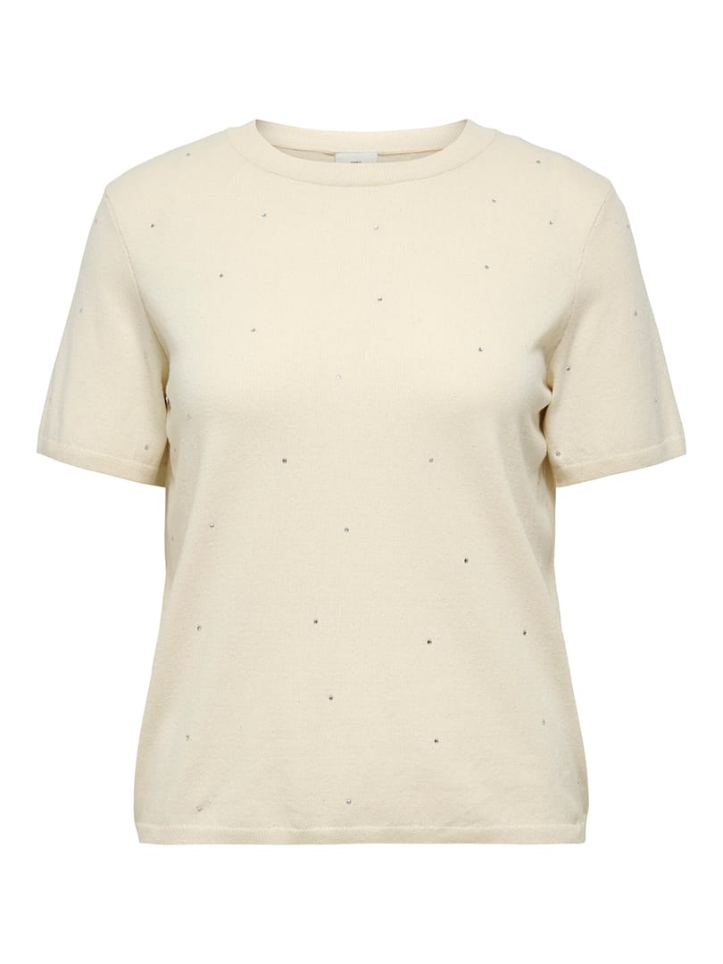 CARALLY LIFE SS BLING O-NECK KNT