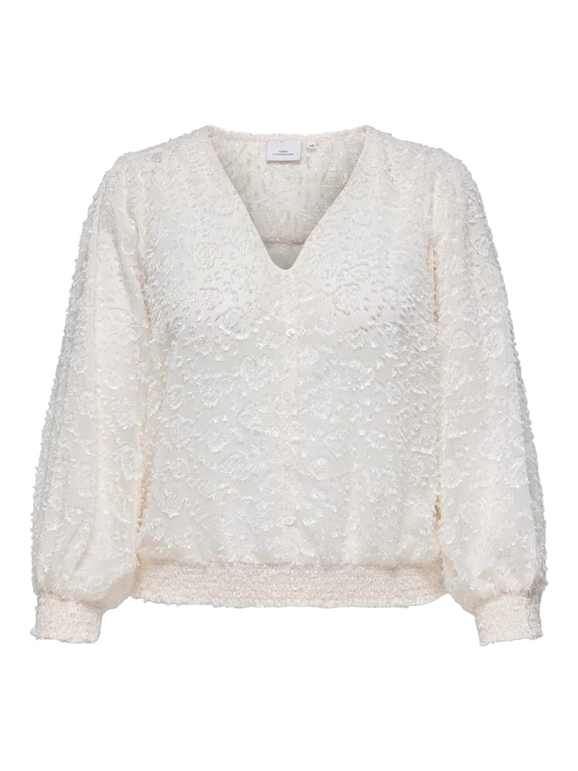 CAROTTA LS V-NECK EMB TOP WVN