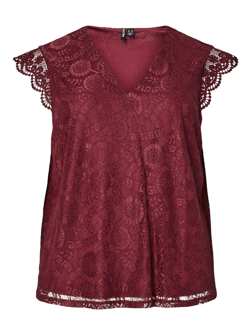 PCOLLINE SL LACE V-NECK TOP WVN NOOS QX