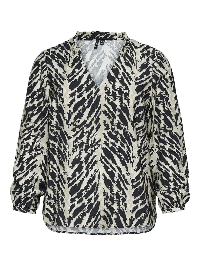 VMCLUCY L/S V-NECK TOP WVN GA BOO CUR