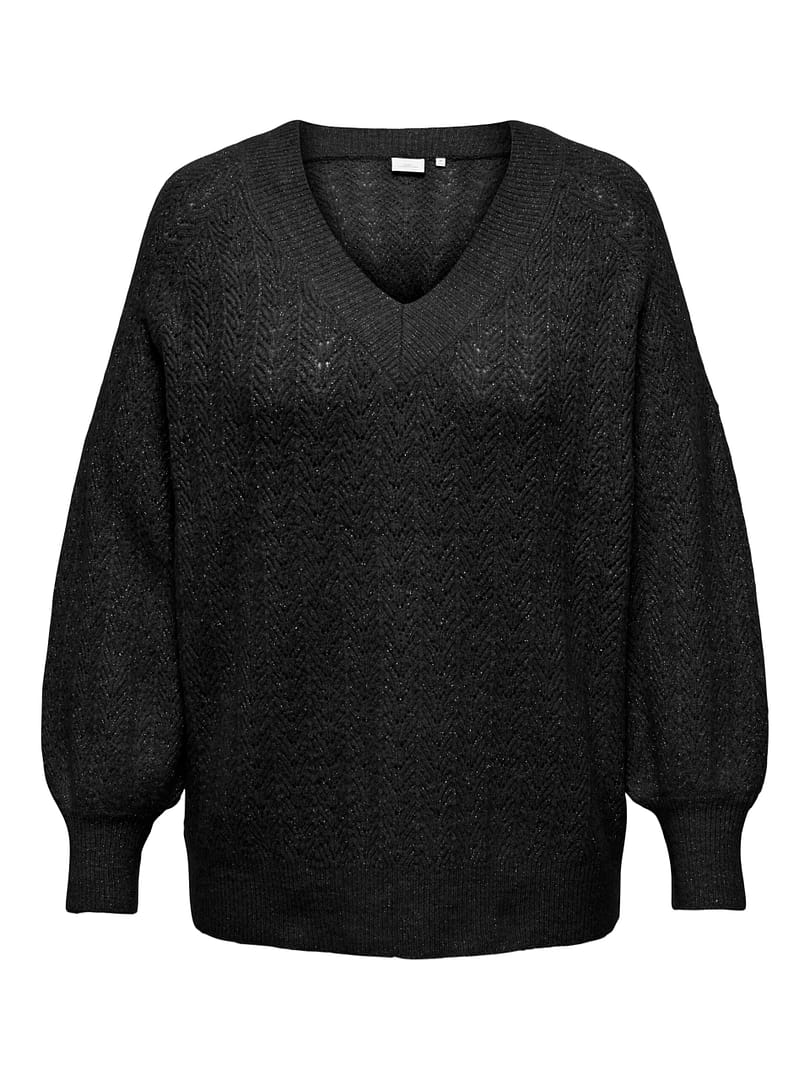 CARLUCILLA LS GLITTER V-NECK KNT