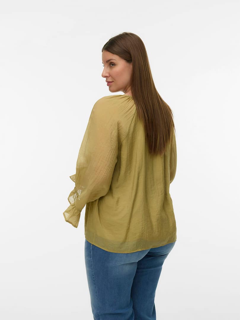 VMKEHLANI LS V-NECK RUFFLE TOP WVN CUR - Afbeelding 3