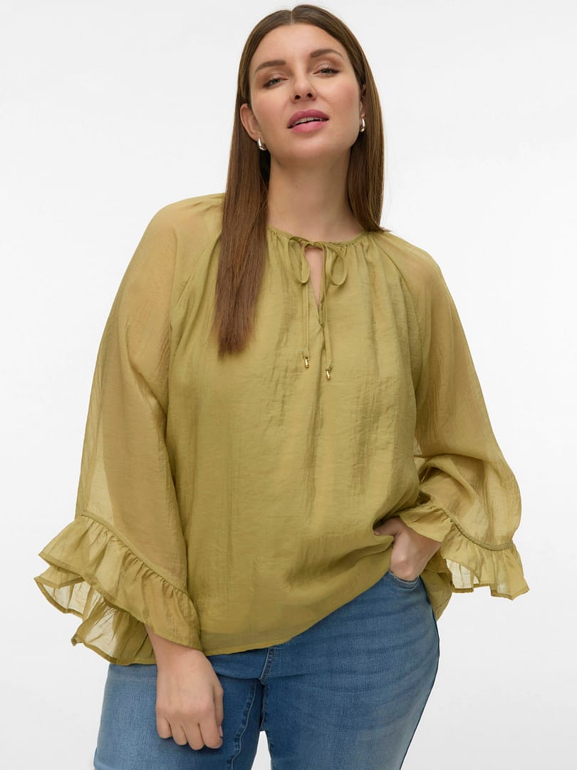 VMKEHLANI LS V-NECK RUFFLE TOP WVN CUR - Afbeelding 4