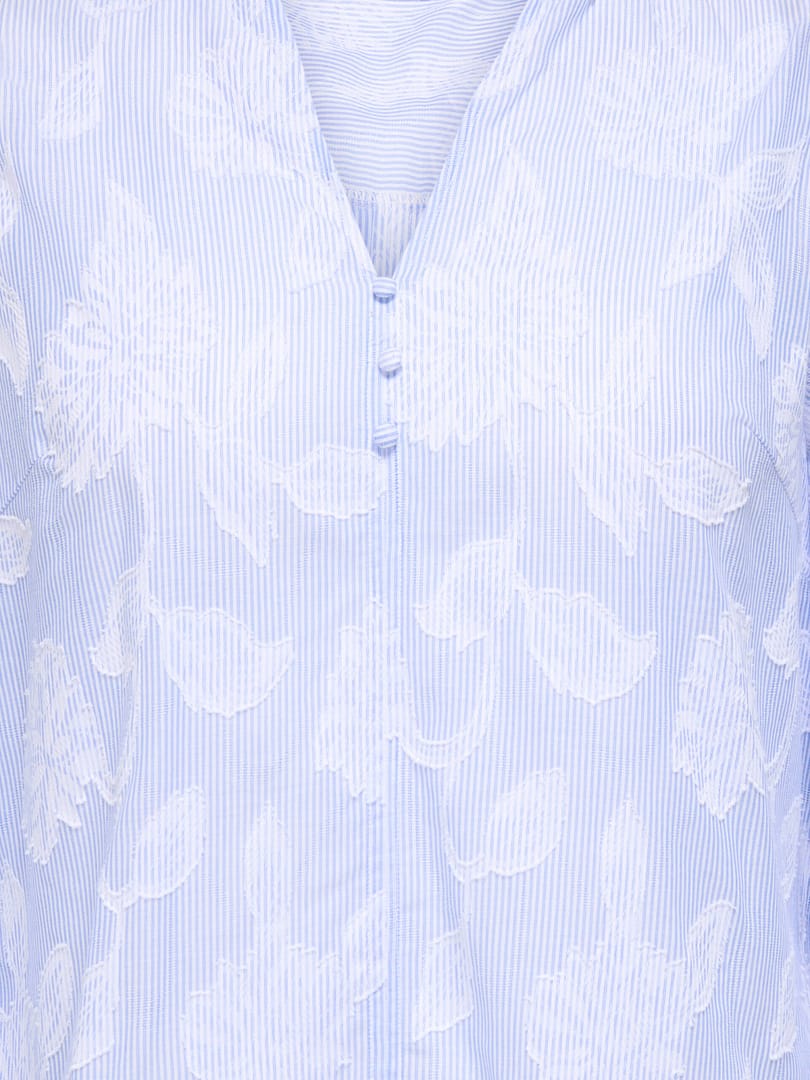 CARTORRA L/S V-NECK STRIPE TOP WVN