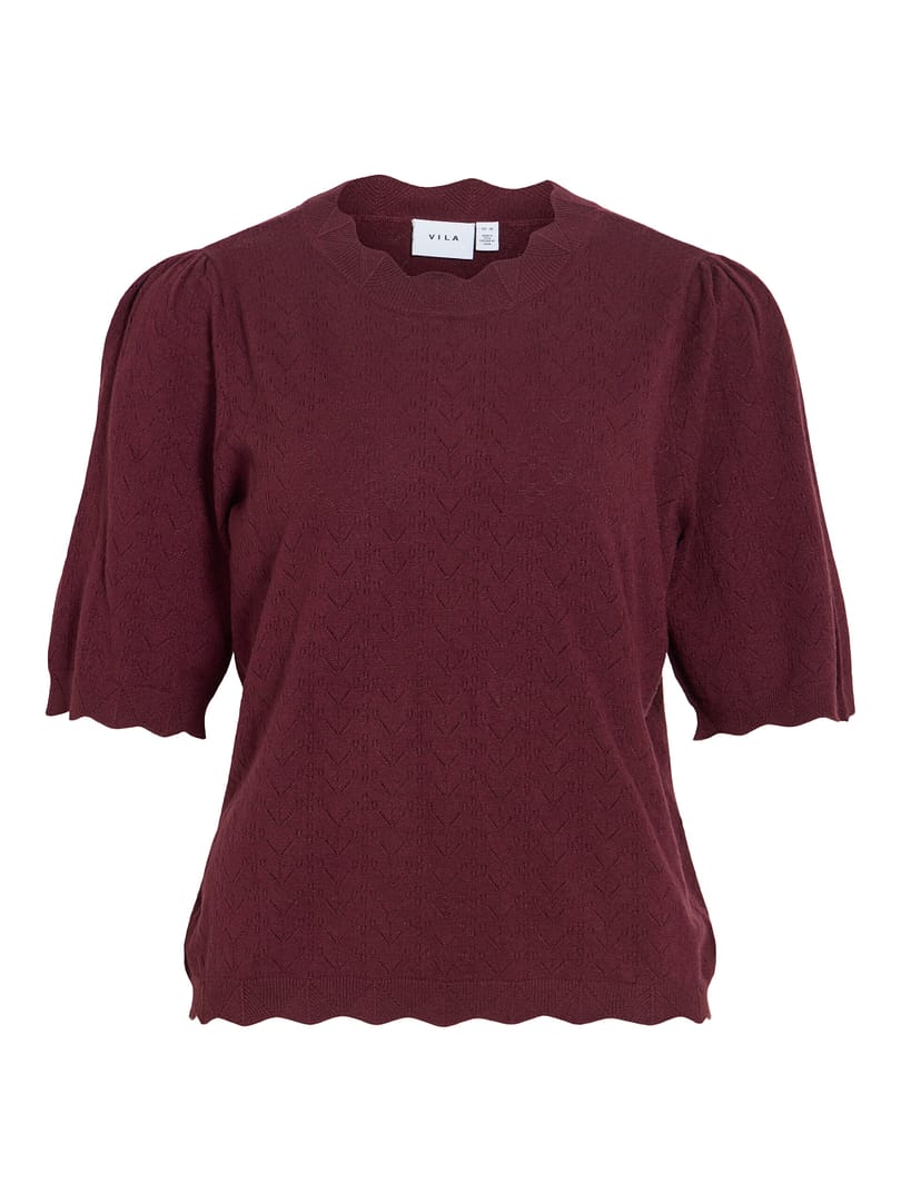 VIEMI O-NECK 2/4 SLEEVE KNIT TOP/TES