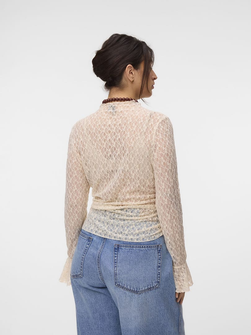 VMCEVA BELL SLEEVE HIGHNECK LACE TO CUR - Afbeelding 3