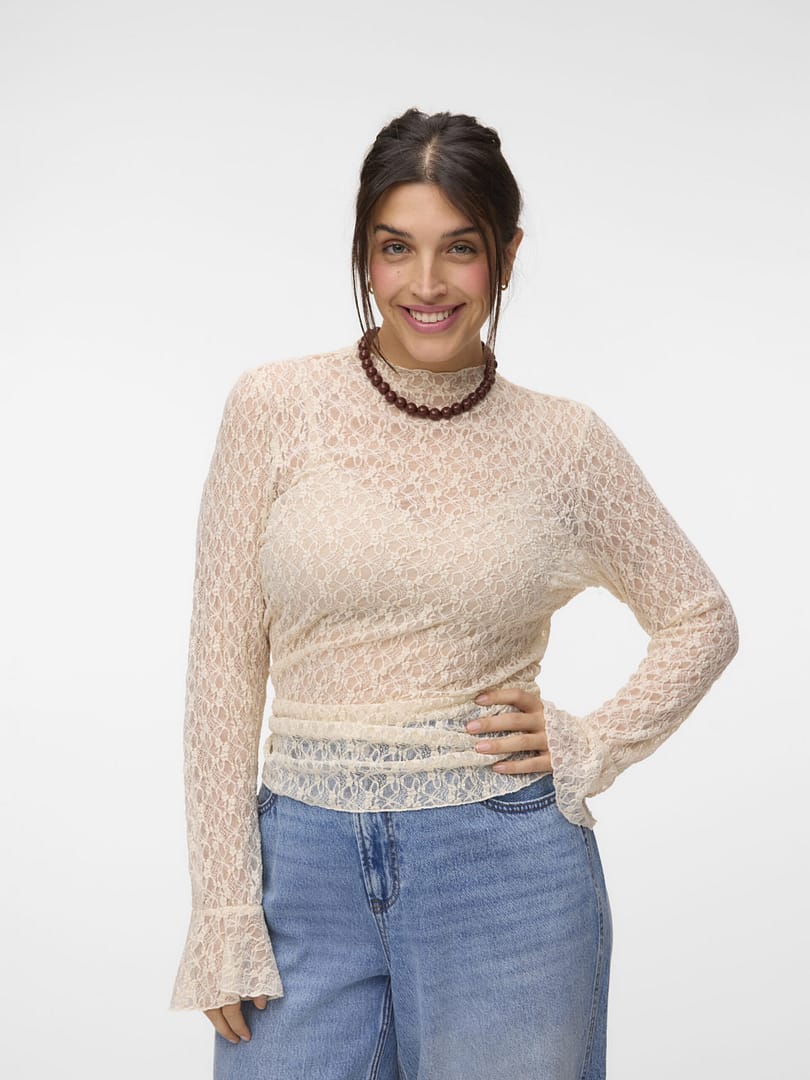 VMCEVA BELL SLEEVE HIGHNECK LACE TO CUR - Afbeelding 5