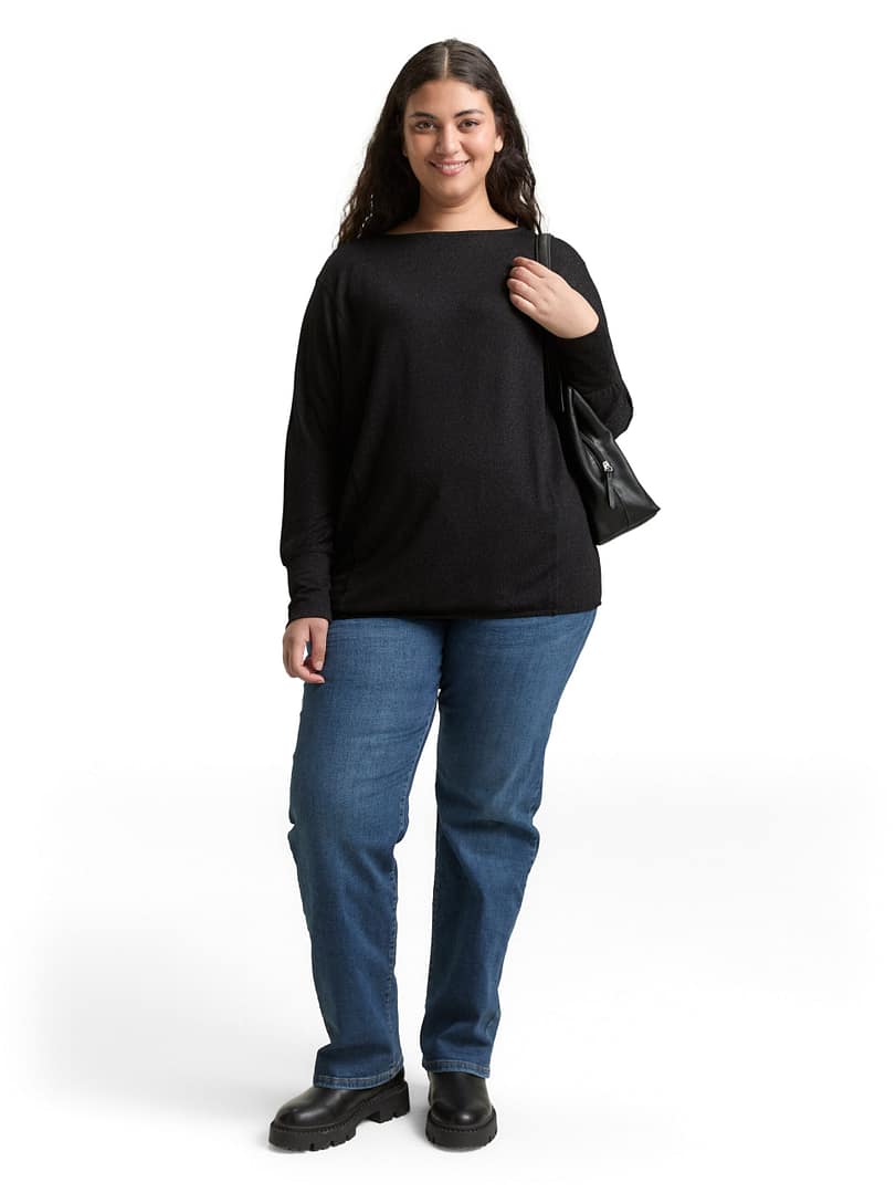 Plus size – loose fit long-sleeved shirt with glitter effect - Afbeelding 3
