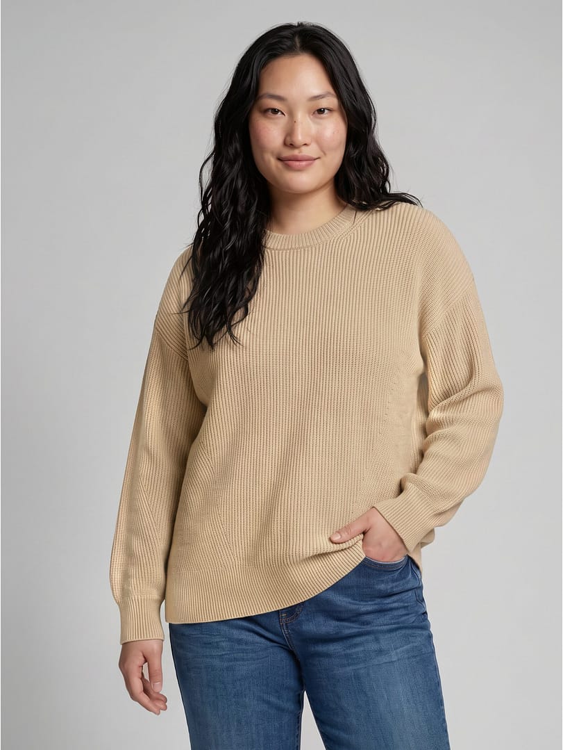 Plus Size - oversized knitted jumper with a round neckline - Afbeelding 5