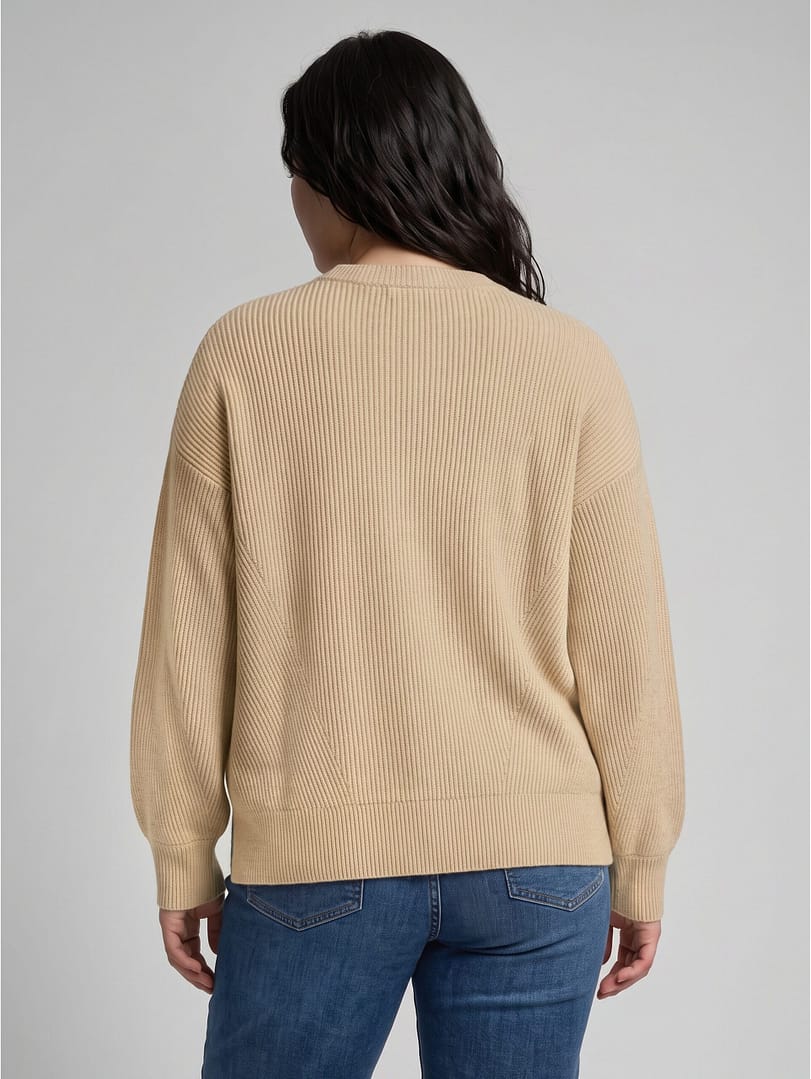 Plus Size - oversized knitted jumper with a round neckline - Afbeelding 4