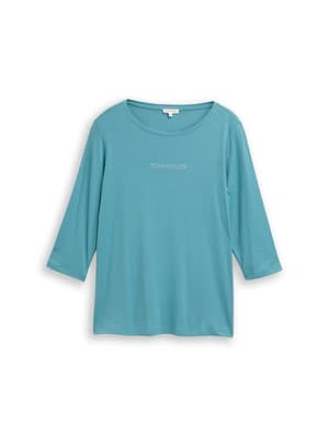 Plus size slim fit long-sleeved shirt with glitter logo