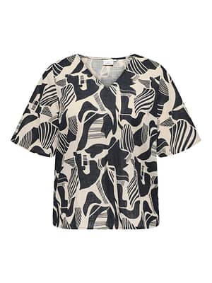 CARMALUSI SS V-NECK TOP AOP