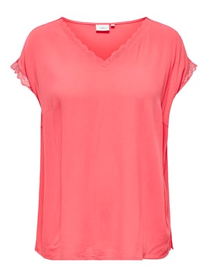CARJASMINA S/S V-NECK LACE TOP WVN