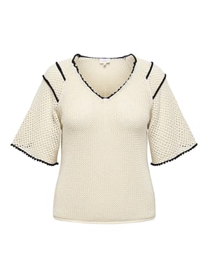 CARLUCIE LIFE SS V-NECK TOP KNT